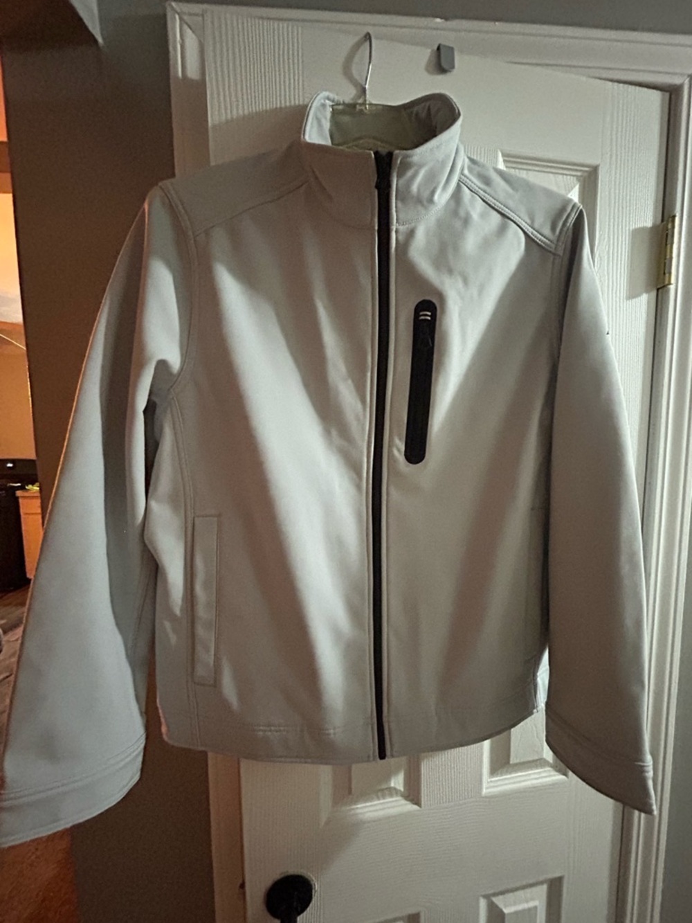 Nautica Men's Light Gray Softshell Jacket with Zip Chest Pocket